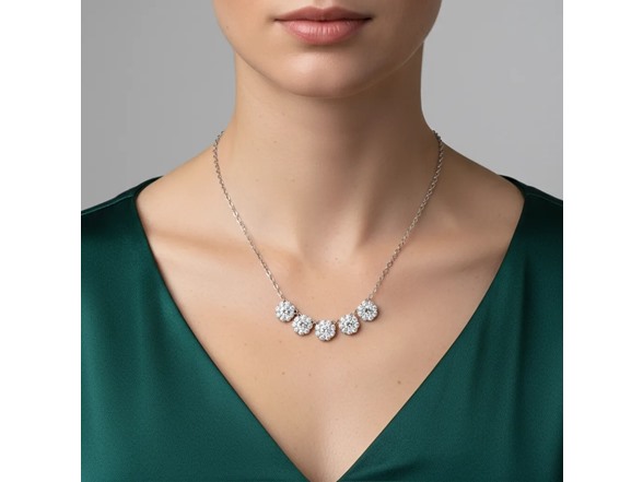 Moissanite Diamond Floral Necklace