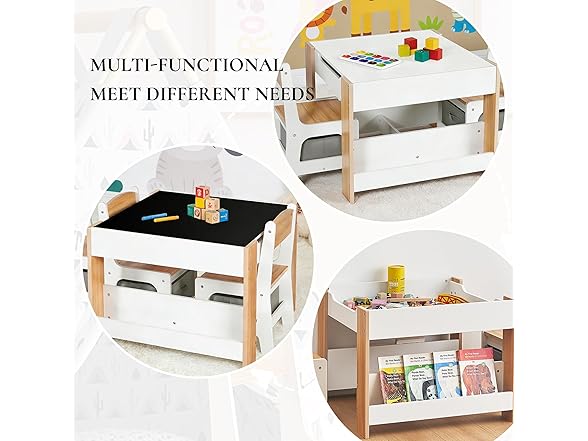 LuxenHome Toddler Table and Chairs Set