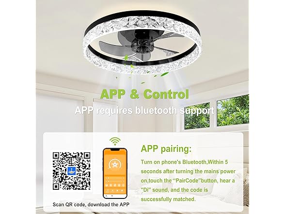 DAMINY Ceiling Fandelier with Lights | 20in