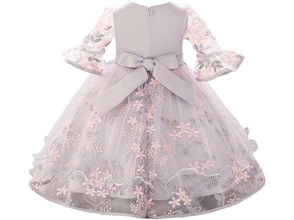 Qunsia Girls' Embroidered Lace Dress