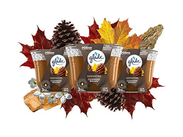 Glade Cashmere Woods 3-Wick Candle, 3 Ct