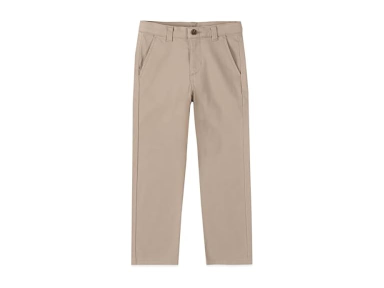 IZOD Boys' School Uniform Twill Khaki Pants, Flat Front & Comfortable Waistband, 10