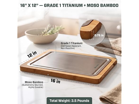 Double-Sided 100% Titanium Cutting Board
