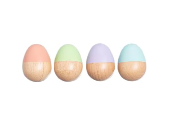 Pearhead Wooden Egg Shaker Baby Toy Set