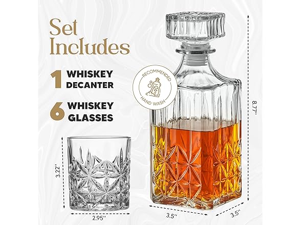 Style Setter Whiskey Decanter Set with Glasses