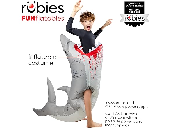 Rubies Shark Inflatable Costume for Kids, Unisex One Size