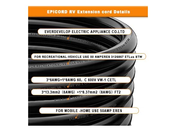 EPICORD 50AMP RV Power Cord RV Extension Cord
