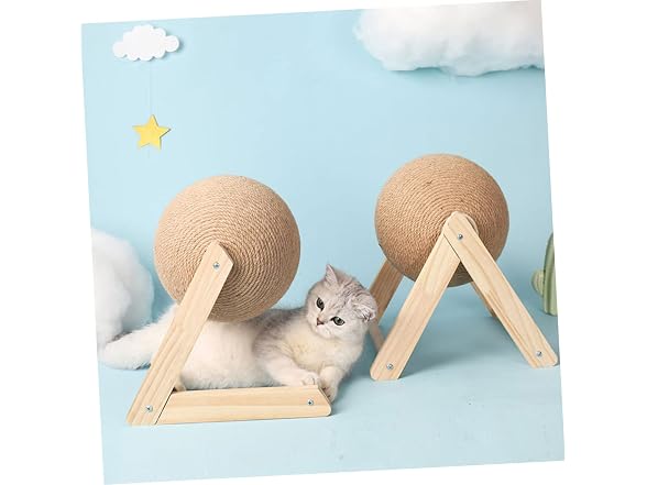 SUPVOX Cat Scratcher Toy 6.69 Inch Sisal Rolling Ball
