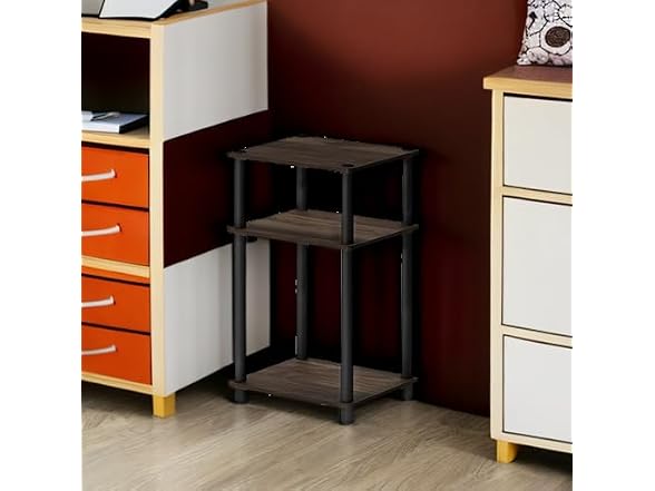 Furinno JUST Side Table 3-Tier Walnut