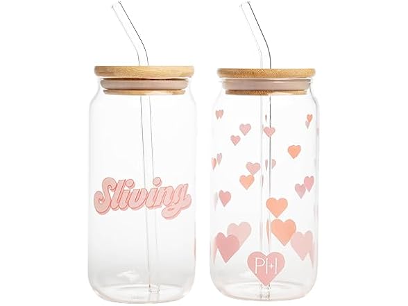 Paris Hilton Glass Tumblers Set with Iconic Decal