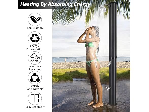 VINGLI 9.3 Gallon Solar Heated Outdoor