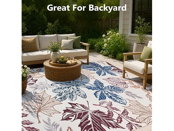 UKISS Beige Washable Outdoor Rug 8' x 10'