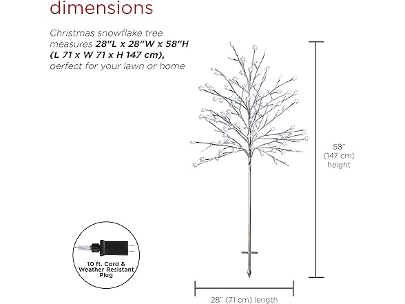 58"H Indoor/Outdoor Frosty Christmas Snowflake Tree