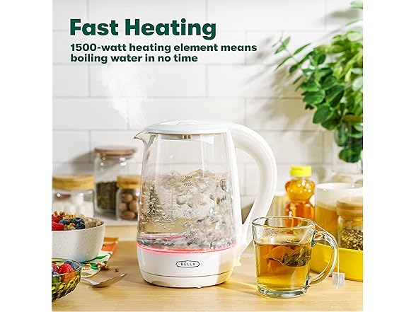 BELLA 1.7L Glass Electric Kettle White