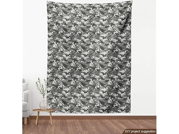Ambesonne Camouflage Fabric by The Yard, Grey