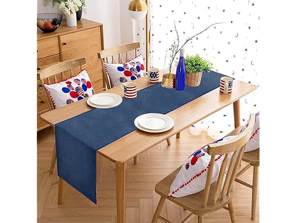 Simple Modern LuoluoHouse Blue Table Runner Burlap