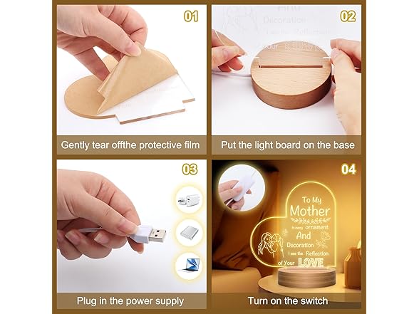 Mom from Daughter Heart Night Light