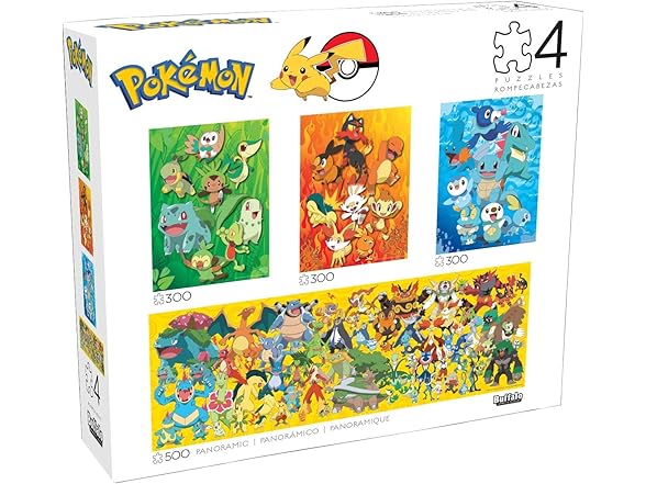 Pokemon - 4 x 1 Multipack - Multi Piece Jigsaw Puzzle For Adults