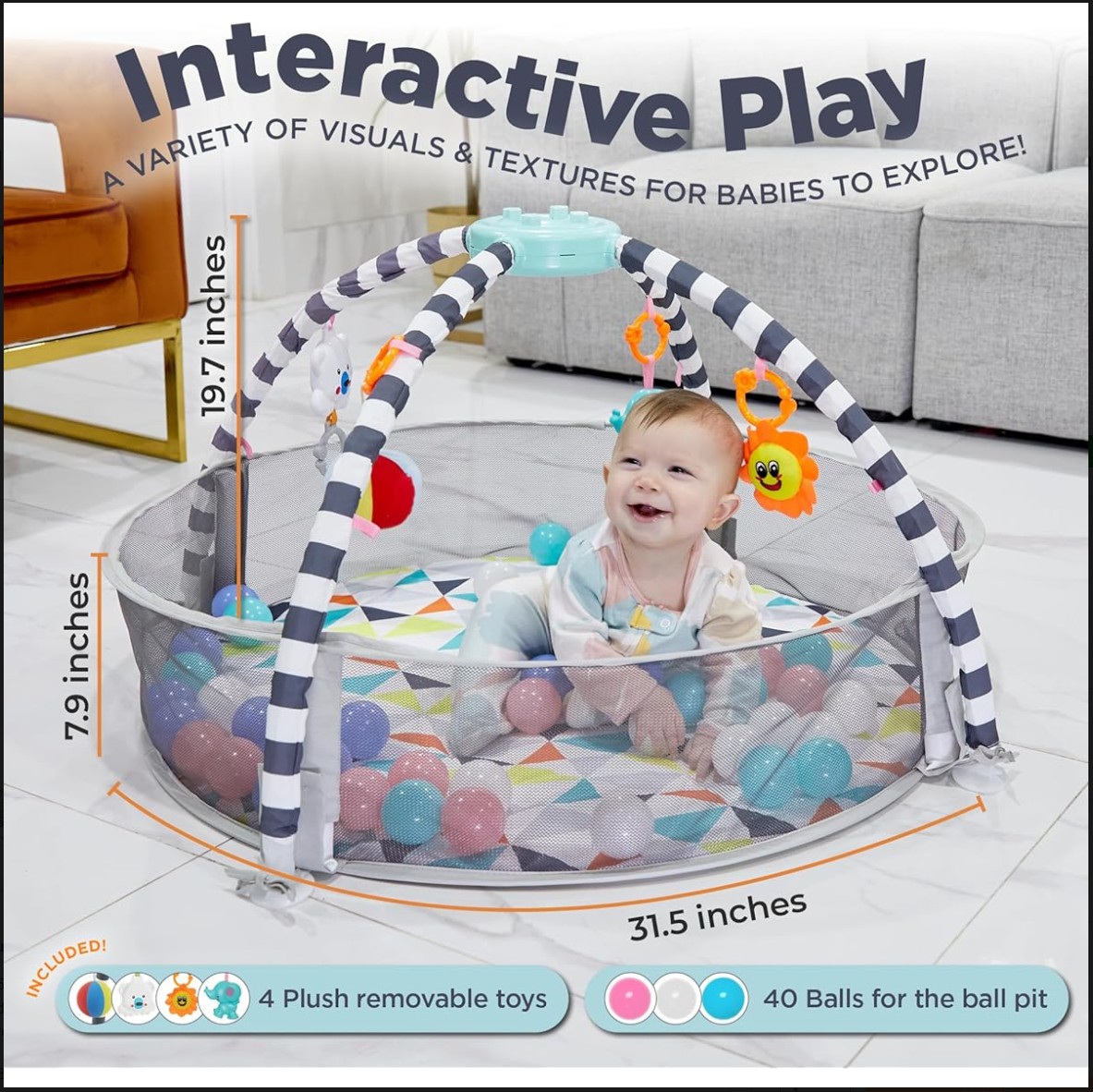 5 in 1 Baby Play Gym & Ball Pit - Gallery 10