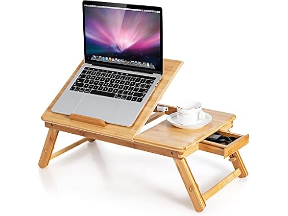 Tangkula 100% Bamboo Laptop Desk