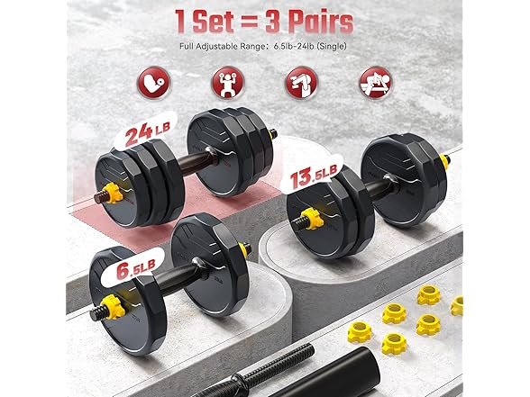 FEIERDUN Adjustable Dumbbells – 48lbs