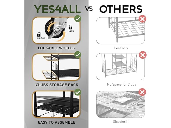 Yes4All Golf Storage Garage Organizer