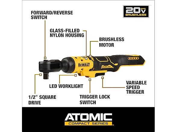 DEWALT DCF512B ATOMIC 20V MAX Brushless Ratchet
