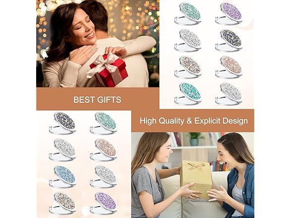 12-Pack Colorful Pocket Compact Mirrors