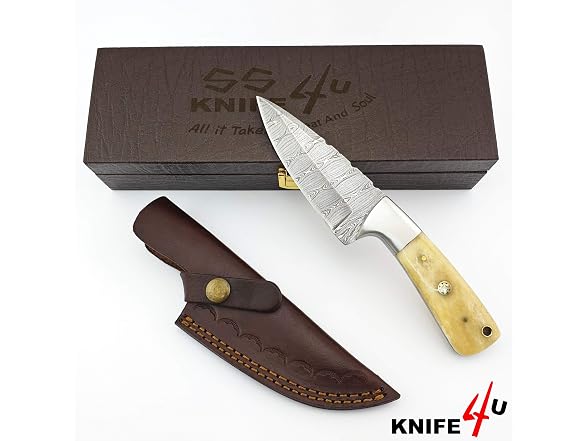 Drevni Steel GAR-120 Hunting Knife with Bone Handle