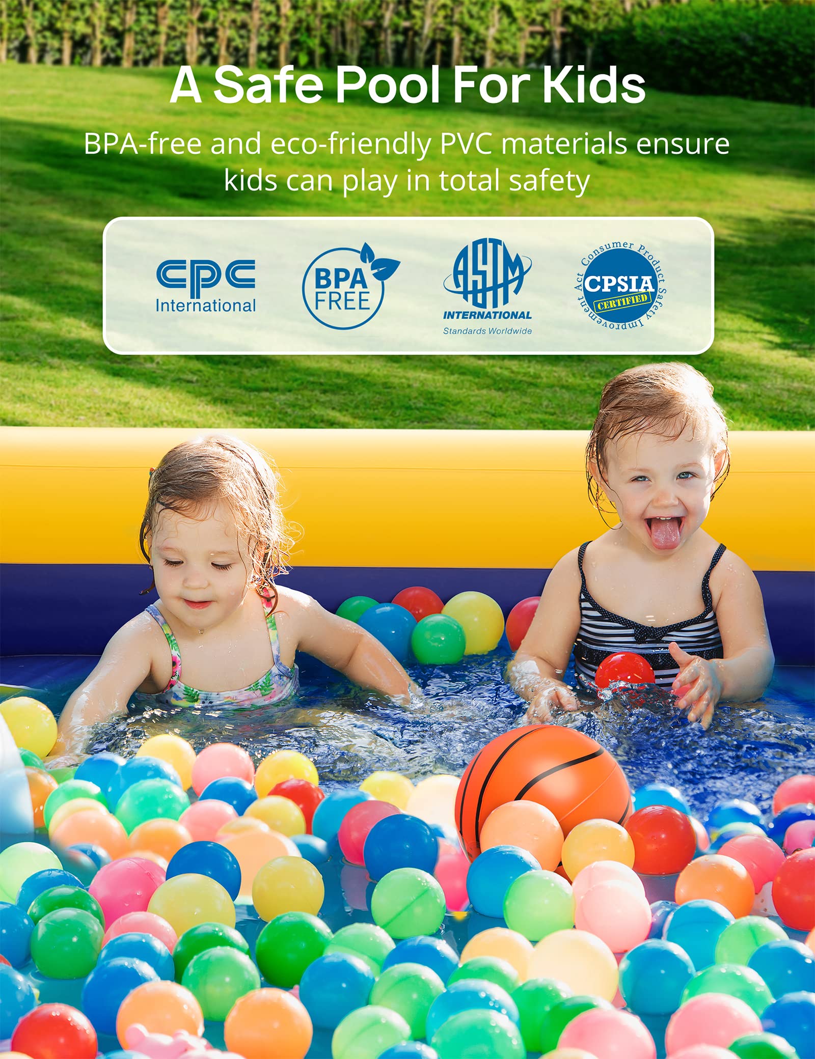 Evajoy Inflatable Kiddie Pool 90x55x3 - Gallery 11