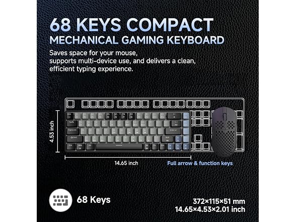DIERYA DK68 Wireless Keyboard, Black
