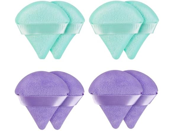 8 Pieces Powder Puff Face Green and Purple