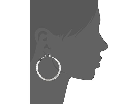 GUESS "Basic" Silver Textured Hoop Earrings