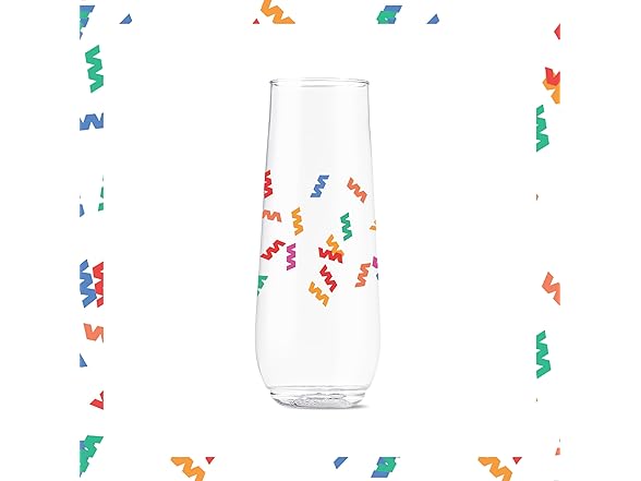 TOSSWARE 9oz Confetti Plastic Flute 6Pk
