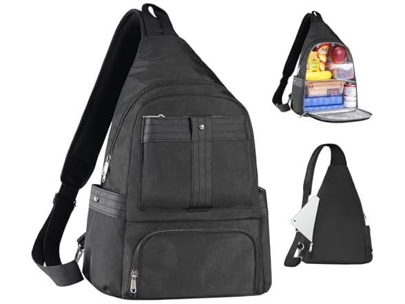 HesLaus Crossbody Lunch Backpack-black