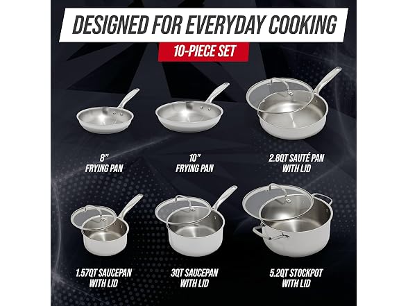 Blue Diamond Pro Steel 10-Piece Cookware Set