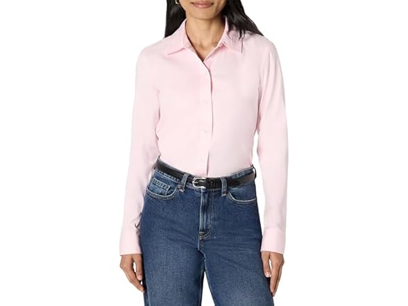 Amazon Essentials Women Stretch Poplin Button-Up Shirt
