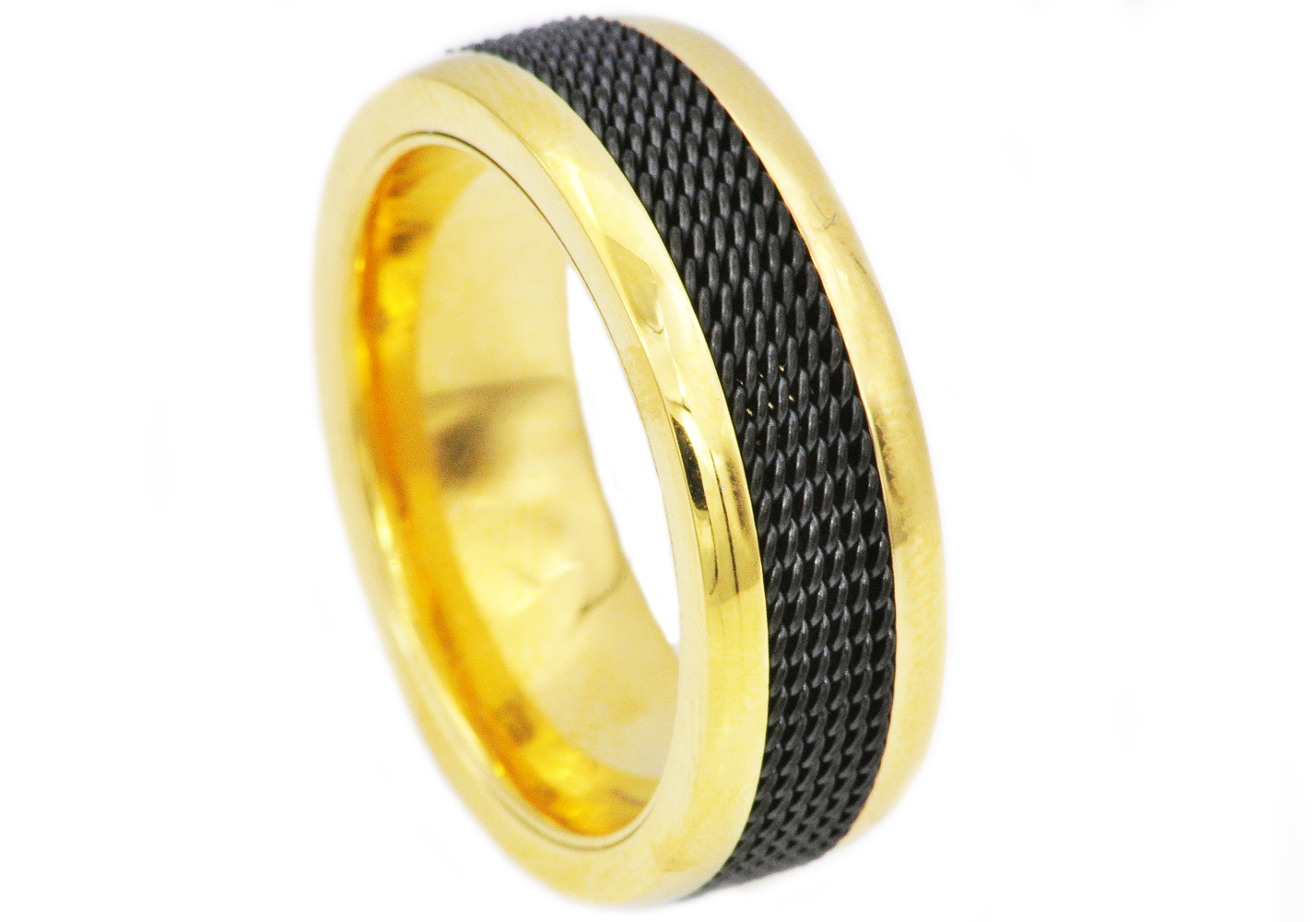 Stainless Steel Mesh Inlay Ring - Gallery 5