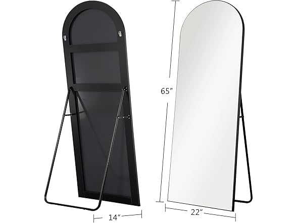 Pexfix Arched Full Length Mirror Black Wood Frame, 65x22"