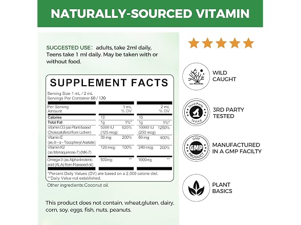 (2 Pack) Vitamin D3 K2 Liquid 10000 IU