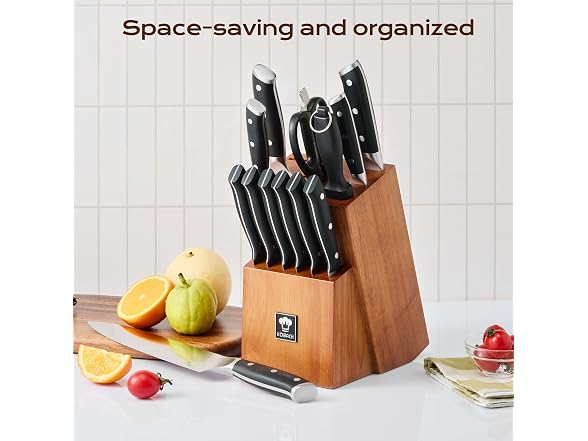 14-Piece Kitchen Knife Set w/ Oak Block