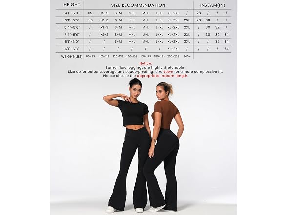 Sunzel Flare Leggings 30in XXL Black