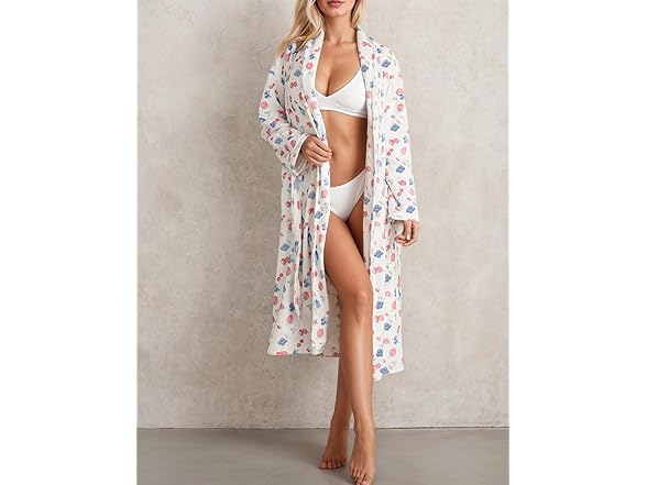Women Strawberry Print Bathrobe