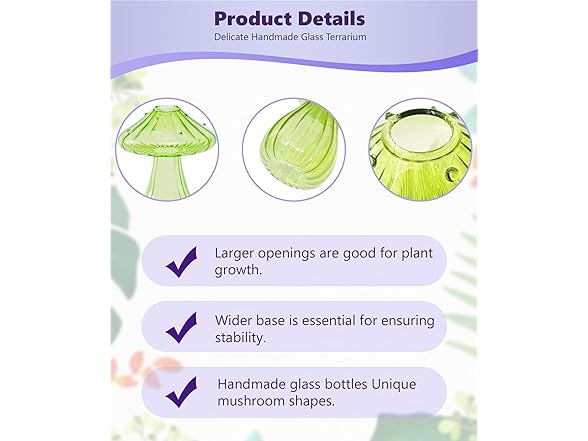 3 Pack Mushroom Glass Propagation Vases