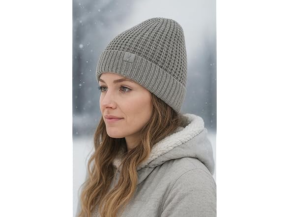 Spyder Womens Waffle Knit Ribbed Cuff Beanie