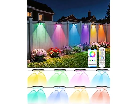 8 Pack RGB Outdoor Fence Lights