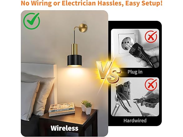 VerRon Rechargeable Battery Operated Wall Sconce, 2PK