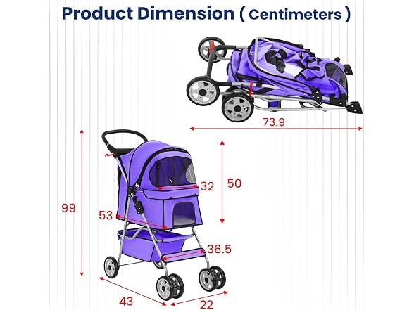 BestPet Pet Stroller Cat Dog Cage Stroll