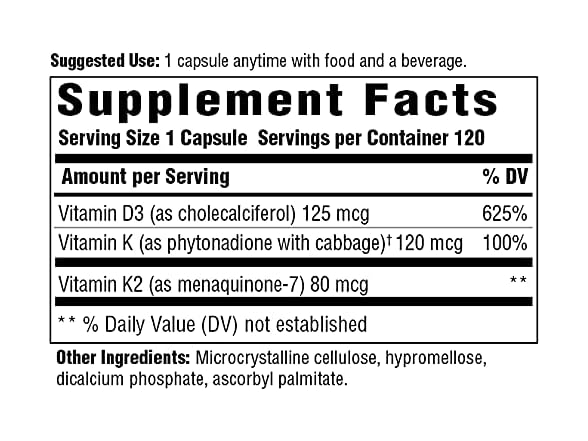 MegaFood Vitamin D3 and K2 120 Capsules