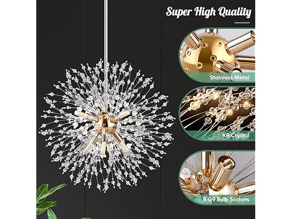 VerRon 8-Light Gold Dandelion Chandelier